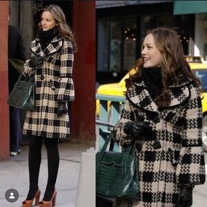 Betsey Johnson Tan/Tweed “Blair Waldorf,” Gossip Girl Trench Jacket, Size 8, EUC